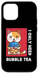 Coque pour iPhone 12/12 Pro Mignon chat kawaii boisson thé au lait bulle I Love Boba Tea