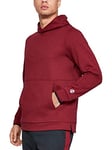 Under Armour Men Athlete Recovery Fleece Graphic Hoodie Warm-Up Top - Stadium Red/Metallic Silver (610), Large