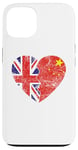 Coque pour iPhone 13 Drapeau chinois britannique en forme de cœur | Royaume-Uni Chine Roots