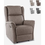 Fauteuil relax inclinable manuel en tissu avec repose-pied Hope Couleur: Marron