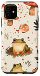 Coque pour iPhone 11 Aquarelle marron à pois mignons, grenouille et