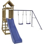 Aire de jeux d'extérieur balançoires toboggan portiques robuste jeux jardin 313 x 379 x 214 cm bois de pin imprégné