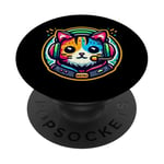 Fun Cat with Gamer Headset MEIRL Me In Real Life PopSockets Adhesive PopGrip