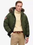 Superdry Everest Faux Fur Bomber Jacket, Army Green