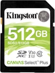 Kingston Sds2/512Gb Canvas Select Plus Carte Sd Class 10 Uhs-I 512 Go