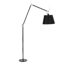 Artemide - Tolomeo Mega Golvlampa, Svart, Skärm i Svart satintyg Ø 32 cm, Med On-off knapp - Skärmlampor - Giancarlo Fassina,Michele De Lucchi - Svart