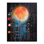 Artery8 Ancient Solar System Codex Manuscript Sun Planets Abstract Warm and Cold Colour Code Oil Painting Extra Large XL Wall Art Poster Print