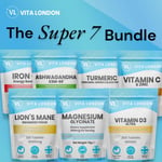 7pk Set - Vitamin C D3 Turmeric Ashwagandha Lion's Mane Magnesium Glycinate Iron