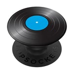 Disque de musique en vinyle rétro Noir/bleu PopSockets PopGrip Interchangeable