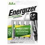 4 X Energizer Rechargeable Piles Aa Universel 1300 MAH Batterie Nimh Paquet De 4