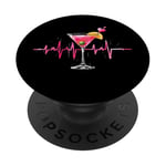 Verre à cocktail Motif battements de cœur Martini PopSockets PopGrip Adhésif