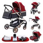 YAZOCO Poussette 3 en1 Compacte Poussette CombinéEs Anstout Terrain Luxe Haut Paysage Quadruple Pliable Canne Bébé Poussettes Confort Convient aux Nouveau Nés