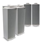 Wall Column Speaker (x4) Aluminium Body, Steel Grille 100V 8ohm Audica MediaTrac