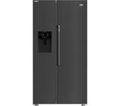 BEKO Pro ASP342VPZ American-Style Fridge Freezer - Black Steel, Black