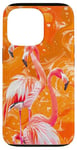 Coque pour iPhone 13 Pro Flamant rose orange - Motif tropical rose