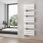 Heilmetz - Seche Serviette eau Chaude 400 x 1176 mm, 494W, Blanc, Plat Radiateur sèche-Serviettes, Connexions latérales(Adapté pour 5m²)