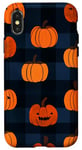 Coque pour iPhone X/XS Orange Minimaliste Tropical Marine Noir Plaid Halloween