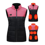 joyvio Gilet chauffant pour hommes et femmes, charge USB, chauffe-corps électrique, veste, manteau ajusté avec 9 zones de chauffage pour les vêtements de travail en plein air, Rose, M