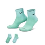 Nike Everyday Plus Ankle Socks 2 Pack UK 8-11 EUR 42-46 Teal Black Dh6304 906