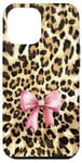 iPhone 12 Pro Max Leopard Cheetah Pattern With Light Pink Bow Coquette Girl Case