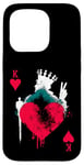 iPhone 15 Pro Peace Love Poker - Vintage King Of Hearts Card Game Lover Case