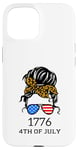 Coque pour iPhone 15 4 juillet 4 juillet avec imprimé guépard patriotique 2022