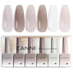 CANNI Vernis à Ongles Gel Semi Permanent 6 Couleur Lot Vernis à Ongles Gel UV Gel Nail Polish Nude gris marron rose blanc laiteux Gel Semi-permanent Set Valentinstag Gel für Maniküre Nageldesign