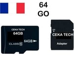 Minneskort kompatibelt med ULEFONE ARMOR 7 - CEKA TECH® Micro-SD 64GB Class 10 med SD-adapter