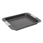 Laura Ashley Non-Stick Oven Tray, Large 32 cm, Dishwasher Safe, Oven Safe Tray, Freezer Safe, Bakeware, Sage Green Silicone Handles, Pale Charcoal Tray for Cooking and Baking (PFAO/PFAS Free)