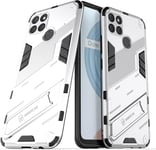 Hybrid Coque Pour Realme C25y/Realme C21 Y Tpu Souple Bumper Étui & Pc Rigide Back Avec Support Anti Dérapant&choc Caméra Arrière Protecteur Blanc