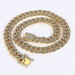 Den nya Kubanska länkkedjor Herr Iced Out Miami Cuban Chain Halsband Silver/guld Bling Diamond Hip Hop Smycken För Kvinnor gold