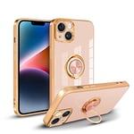 Newseego Coque Compatible avec iPhone 14 (6,1 Pouces), Coque iPhone 14 en Silicone Souple Brillant avec Support de Bague à 360 degrés Support de Voiture Magnétique Housse de Protection iPhone 14-Rose