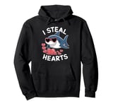 Cool Shark I Steal Hearts Valentines Day Funny Shark Boy Kid Pullover Hoodie