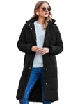 Zeagoo Veste D'hiver Femme Veste Matelassée Manteau D'hiver Matelassé Manteau Long Chaud avec Capuche Noir XL