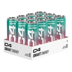 CELLUCOR C4 SMART ENERGY CARBONATED ZERO SUGAR DRINK 12X330ML WATERMELON BURST