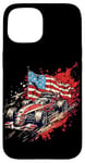 iPhone 15 Vintage Auto Racing Car American Flag 4th of July, Auto Race Case