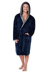 CityComfort Robe de Chambre Homme, Peignoir Homme en Polaire (Navy, XXL)