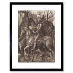 Painting Albrecht Durer Knight Death Devil Old Master Artwork Framed Wall Art Print 9X7 Inch