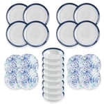 Coastal Melamine Plastic Outdoor/BBQ/Camping 24 Piece Full Dinnerware Set For 8