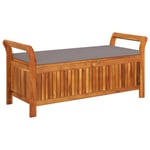 Banc De Jardin Meuble De Patio D'extérieur Terrasse De Rangement De Jardin Avec Coussin 126 X 50 X 60 Cm Bois D'acacia Helloshop26 02_0011807