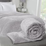 Sleepdown Luxury Waffle Fleece Silver Grey Throw Blanket Soft Warm 150cm x 200cm