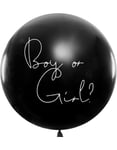 Svart Boy or Girl? Ballong med Blå Konfetti 1 meter