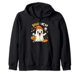 Funny Halloween Ghost Bruh I Mean Boo Skull Pumpkin Candy Zip Hoodie