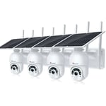 Lot de 4 Caméra Surveillance WiFi Extérieure avec Panneau Solaire Caméra S20 2K 4MP sans Fil sur Batterie Rechargeable Détection Humaine pir Blanc