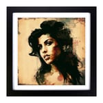 Amy Winehouse Vintage Art Framed Wall Art Print, Ready to Hang Picture for Living Room Bedroom Home Office, Black 18 x 18 Inch (45 x 45 cm)