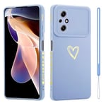 Jeelar ESONG Coque pour Xiaomi Poco M5 4G,avec Motif Coeur d'amour Doré Mignon/dragonne,Belle Case pour Femme/Fille,Ultra Fine Housse en Silicone Souple Fantaisie TPU Etui-Bleu