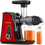 AMZCHEF Extracteur de Jus avec Double Vitesse Modes (Soft et Hard) - Extracteur de Jus de Fruits et Légumes - Juicer Machine avec Bouteille à jus Portable et 2 Tasses - Rouge