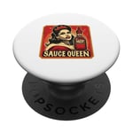 Hot Sauce Queen Sauce King Funny Spicy Food Foodie Spice PopSockets PopGrip Adhésif