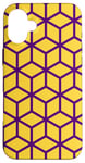 Coque pour iPhone 16 Plus Mustard Yellow Purple Hexagons Cubes Box Pattern