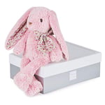 HISTOIRE D'OURS - Grande Peluche Lapin Copains Câlins - Boîte Cadeau pour Offrir - Rose 40cm - Doudou Peluche Douce et Mignonne - Cadeau Naissance Bébé Anniversaire Enfant - HO2435